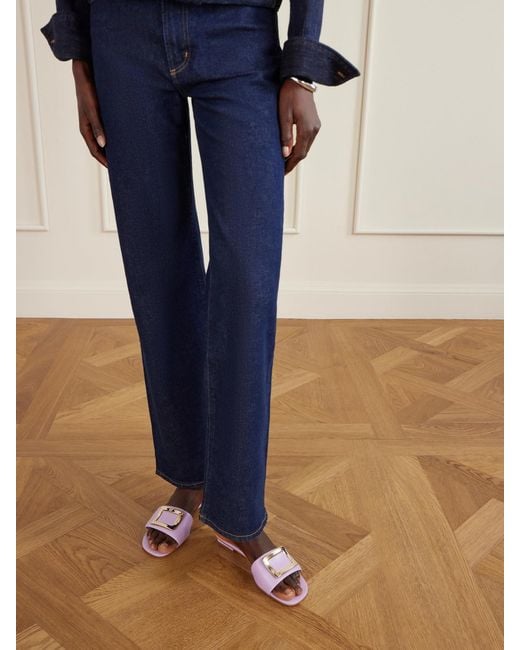 Roger Vivier Pink 20 Buckled Padded-Leather Mules
