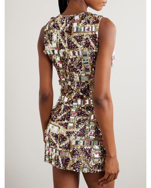 J.W. Anderson Natural Embellished Sequinned Tulle Mini Dress