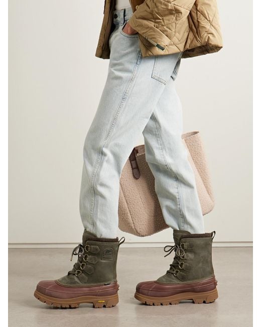 Sorel Brown Barbour Caribou Horizon Rubber-Trimmed Leather And Gore-Tex Boots