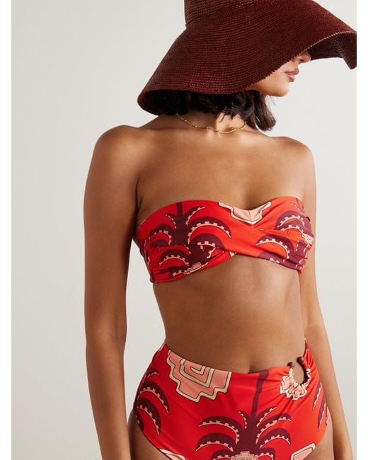 Johanna Ortiz Red Sea Sprite Strapless Twist-Front Recycled Bikini Top