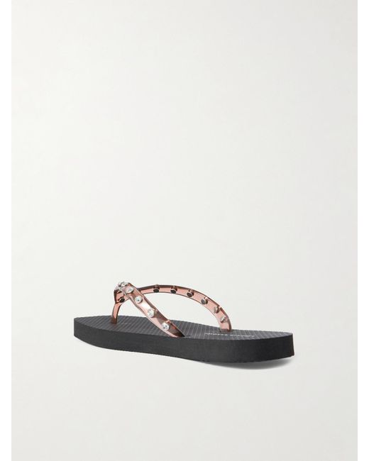 Loeffler Randall White Taryn Crystal-Embellished Pvc Flip Flops