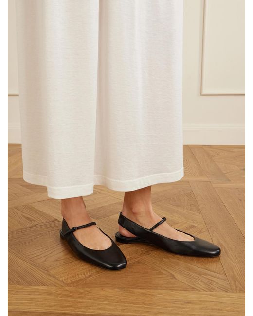 Totême White Leather Mary Jane Slingback Ballet Flats