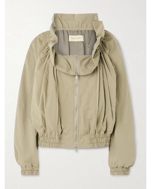 Dries Van Noten Natural Ruffled Gathered Cotton-Blend Jacket