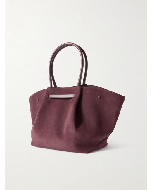 DeMellier London Purple New York Large Leather-Trimmed Suede Tote