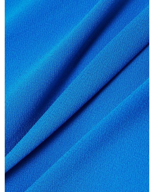 Alex Perry Blue One-Sleeve Ruched Stretch Recycled Crepe-Jersey Mini Dress