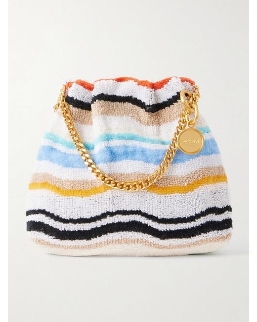 Missoni Gray Striped Terry Drawstring Pouch