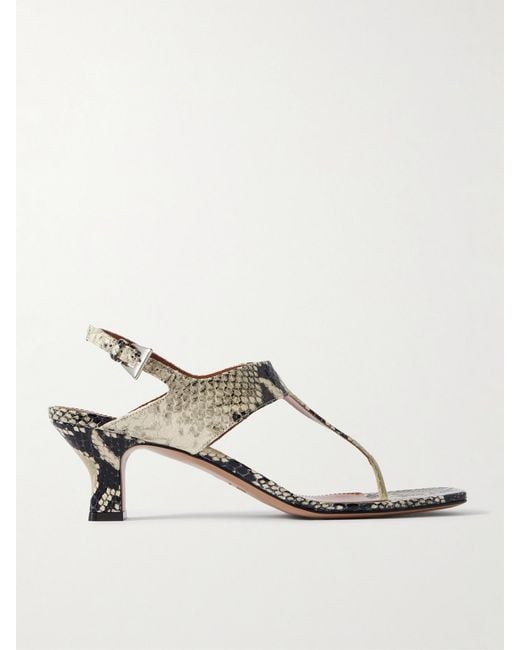 Paris Texas Natural Portofino Snake-Effect Leather Sandals