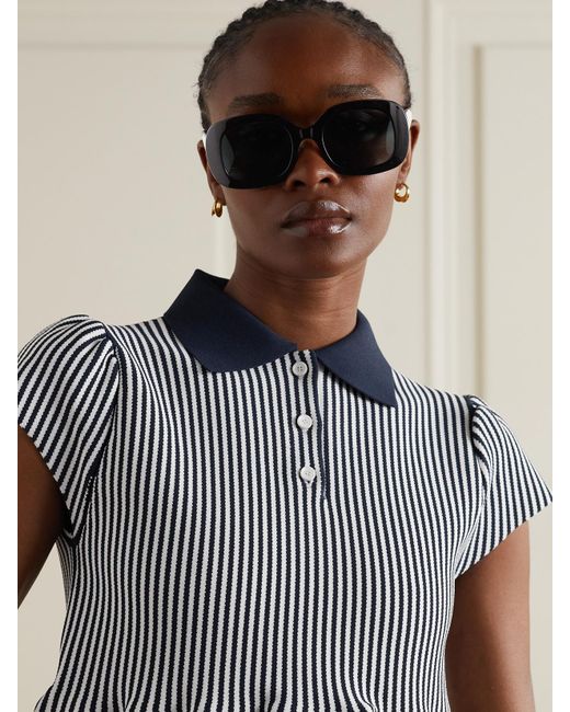 Céline Black Triomphe Oval-Frame Acetate Sunglasses