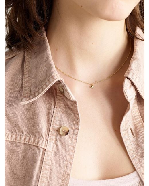 STONE AND STRAND Natural Mini Evil Eye 14-Karat Diamond Necklace