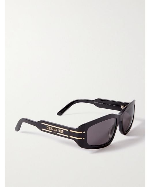 Dior Black Diorsignature S9U Rectangular-Frame Acetate And-Tone Sunglasses
