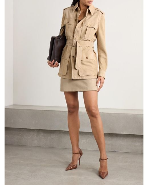 Ralph Lauren Natural Gabbie Jacke Aus Veloursleder Mit Gürtel