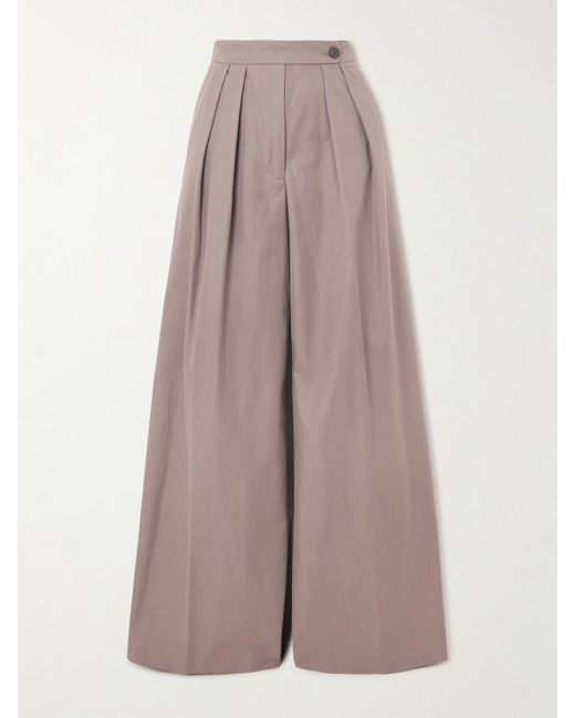 Dries Van Noten Brown Bundfaltenhose Mit Weitem Bein Aus Baumwoll-Twill