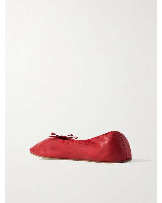 The Row Red Leather Ballet Flats