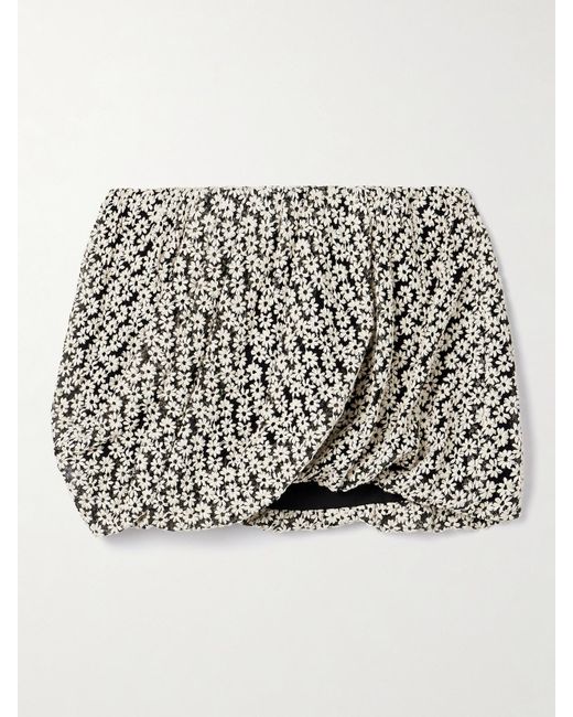 Isabel Marant Metallic Stacya Draped Embroidered Cotton-Blend Tulle Mini Skirt