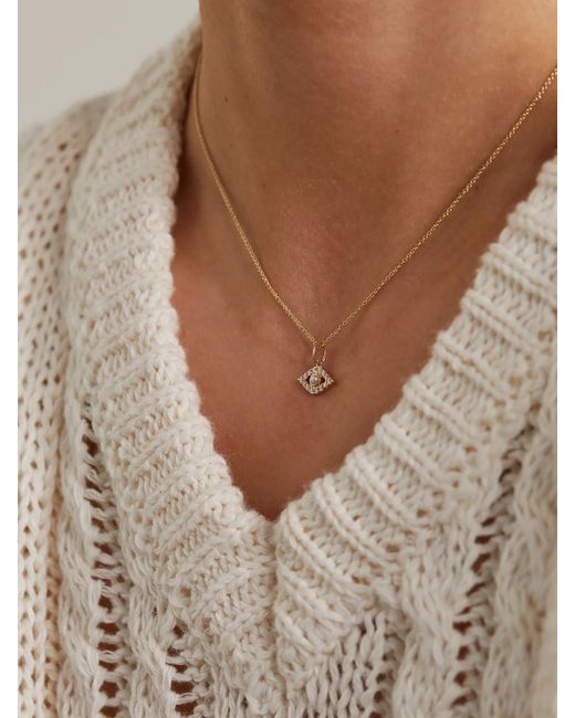 Sydney Evan Metallic 14-Karat, Pearl And Diamond Necklace