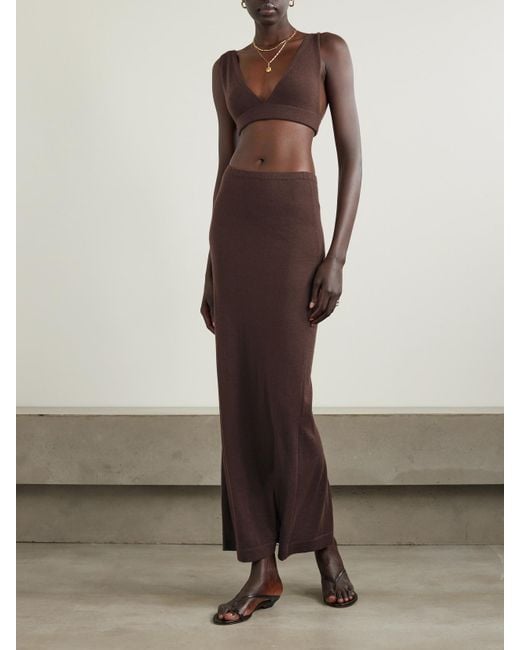 ÉTERNE Brown Emma Cashmere Maxi Skirt