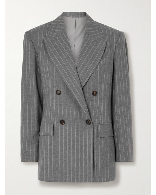 Brunello Cucinelli Gray Blazer Aus Wolle Mit Nadelstreifen