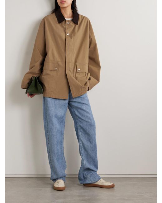 The Row Natural Frank Corduroy-Trimmed Cotton-Canvas Jacket