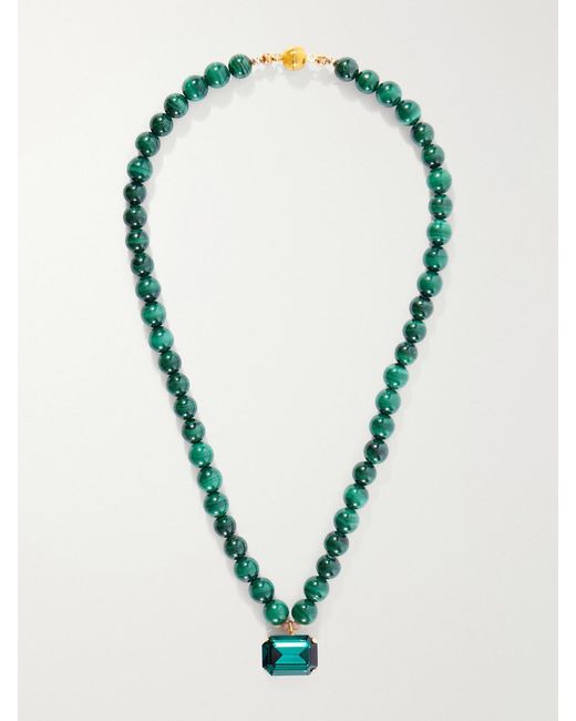 Jennifer Behr Green Sidonie-Tone Malachite And Crystal Necklace