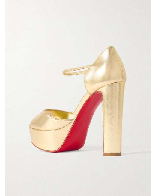 Christian Louboutin Natural Sandaloo 130 Mirrored-Leather Platform Sandals