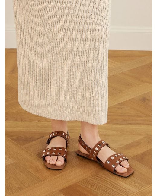 Khaite Natural Boden Studded Leather Sandals