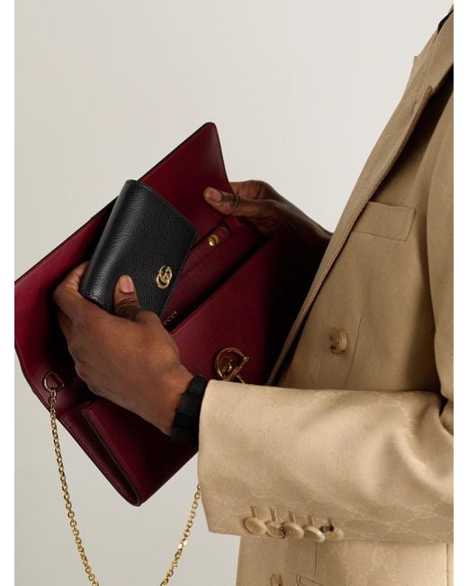Gucci Black Marmont Petite Textured-Leather Wallet