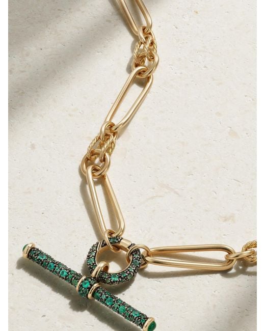Lucy Delius Natural Twisted Link Connection 14-Karat Emerald Necklace