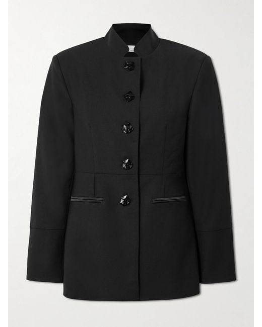 Violante Nessi Black Lille Satin-Trimmed Wool-Blend Blazer
