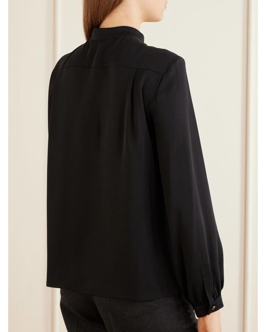 Max Mara Black Mxmleccio Bow-Detail Silk-Crepon Blouse