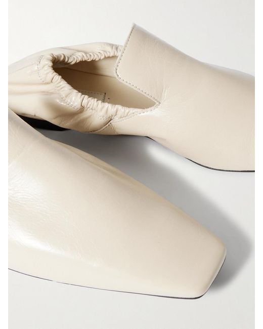 Totême White Gathered Leather Loafers
