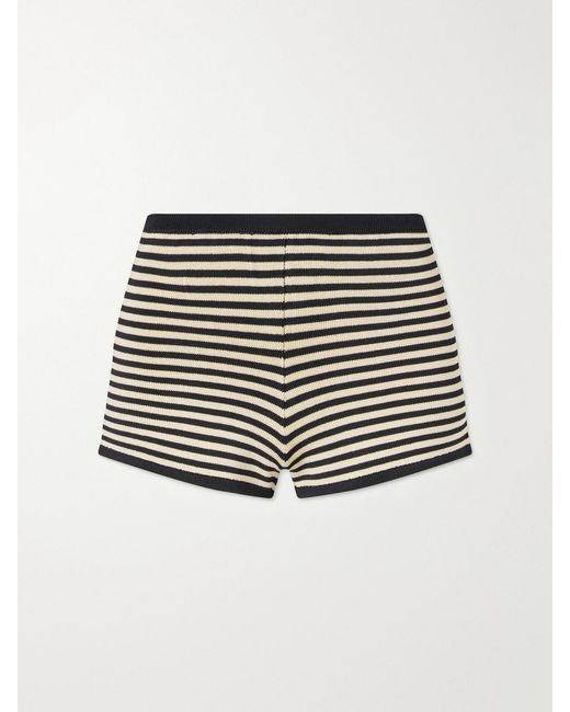 Calle Del Mar Yellow Striped Stretch-Knit Shorts