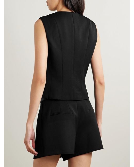 Veronica de Piante Black Robie Embroidered Grain De Poudre Wool Vest