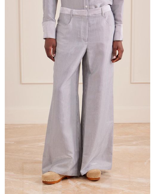 Twp Multicolor Dylan Striped Cotton-Blend Gabardine Wide-Leg Pants