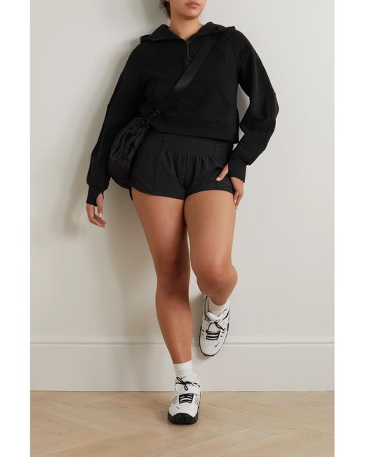 lululemon athletica Black Hotty Hot Low-Rise Mesh-Paneled Stretch Recycled-Swift Shorts