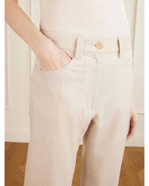Khaite Natural Callum Stretch Wool And Cashmere-Blend Straight-Leg Pants