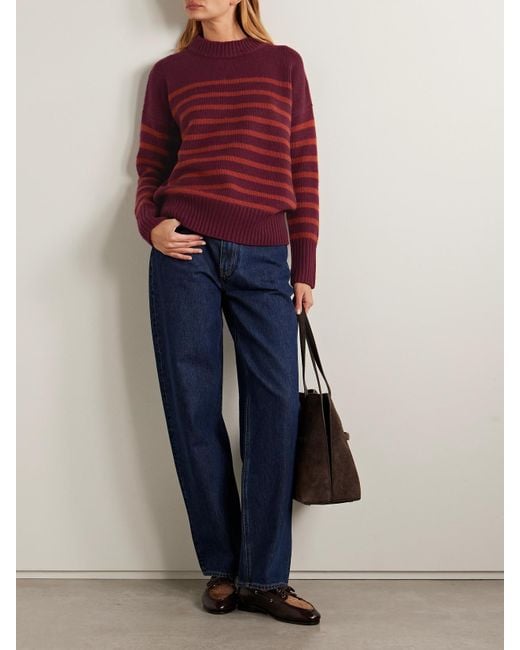 La Ligne Red Marin Striped Wool And Cashmere-Blend Sweater