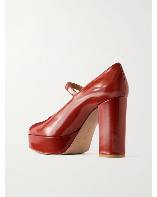 Gianvito Rossi Red 70 Glossy Leather Mary Jane Pumps