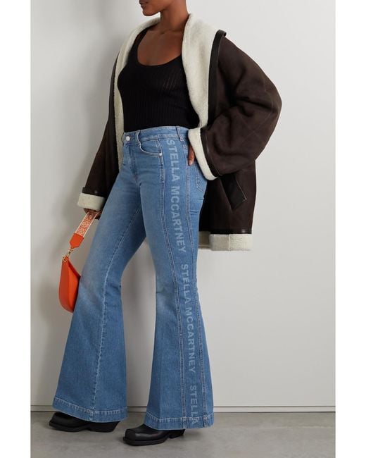 Stella McCartney Blue Printed High-Rise Flared Jeans