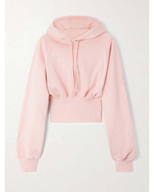 Adidas By Stella McCartney Pink Truecasuals Verkürzte Kapuzenjacke Aus Biobaumwoll-Jersey