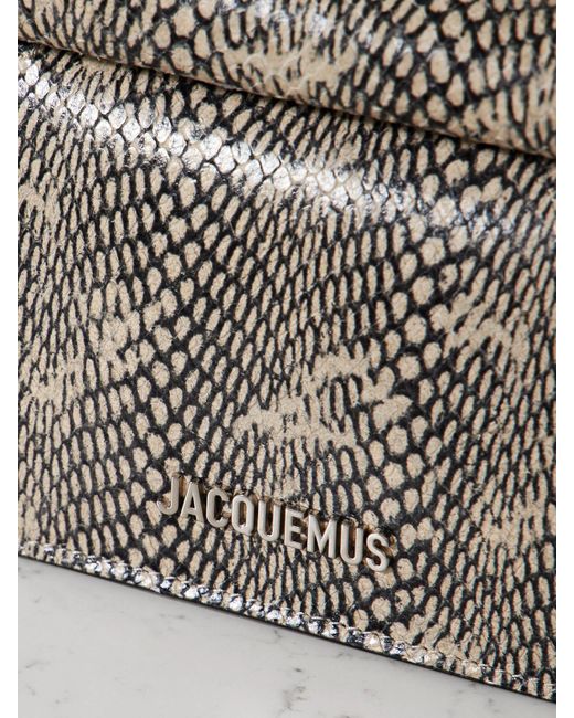 Jacquemus Gray The Pochette Kleine Clutch Aus Leder Mit Schlangeneffekt