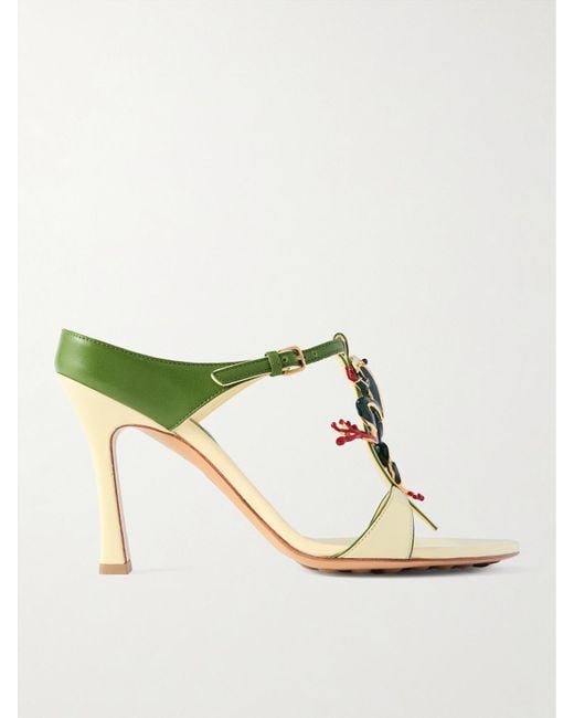 Bottega Veneta Natural Rana Mules Aus Leder Mit Verzierung