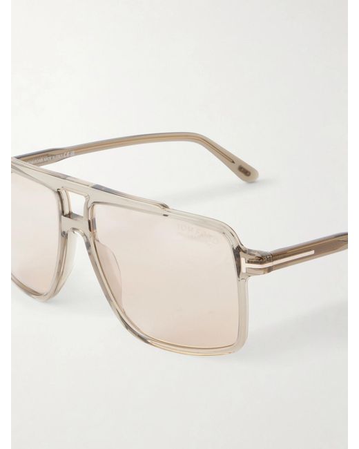 Tom Ford Natural Kemp Aviator-Style Acetate Sunglasses