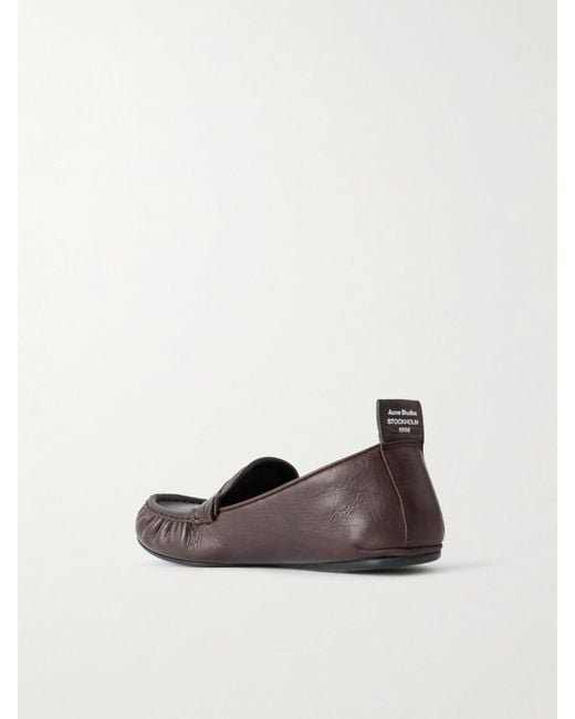 Mocassins En Cuir Texturé Acne en coloris White