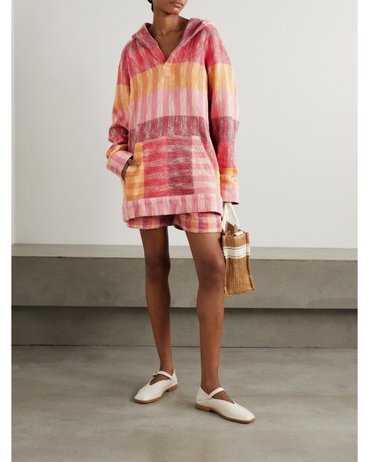 Marrakshi Life Pink Striped Cotton Hoodie