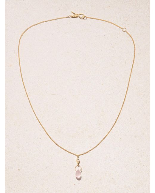 Melissa Joy Manning Natural 14-Karat Recycled, Rose Quartz And Diamond Necklace