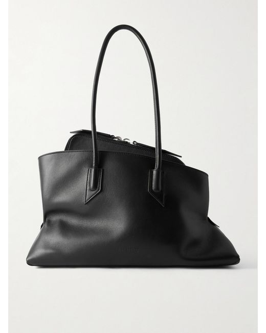 The Attico Black La Passeggiata Medium Asymmetric Leather Tote