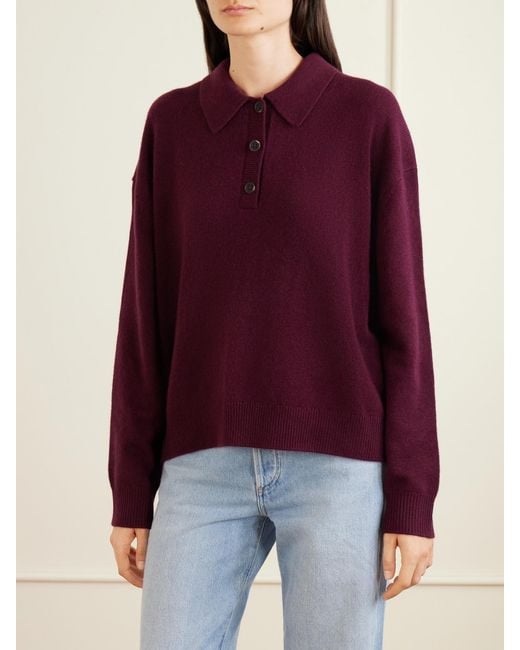 Anine Bing Purple Cashmere Polo Sweater
