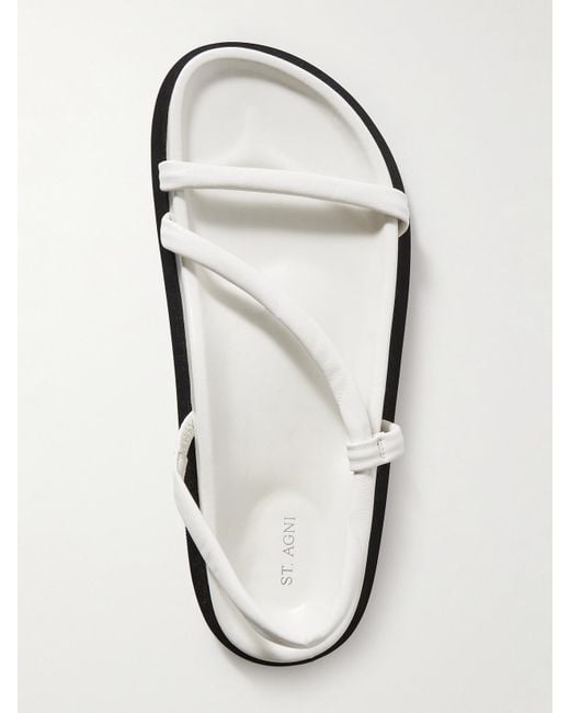 St. Agni White Twist Leather Slingback Sandals