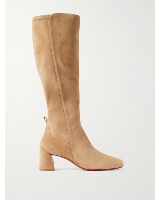 Christian Louboutin White Jane Botta 55 Suede Knee Boots
