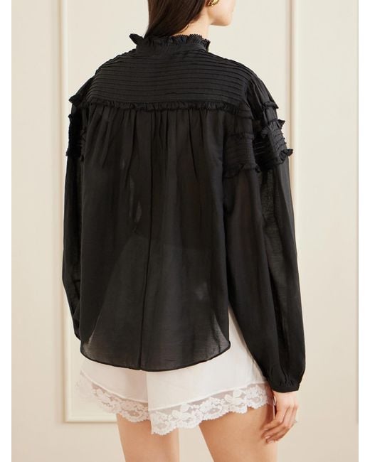 Isabel Marant Black Doane Ruffled Cotton-Blend Voile Blouse